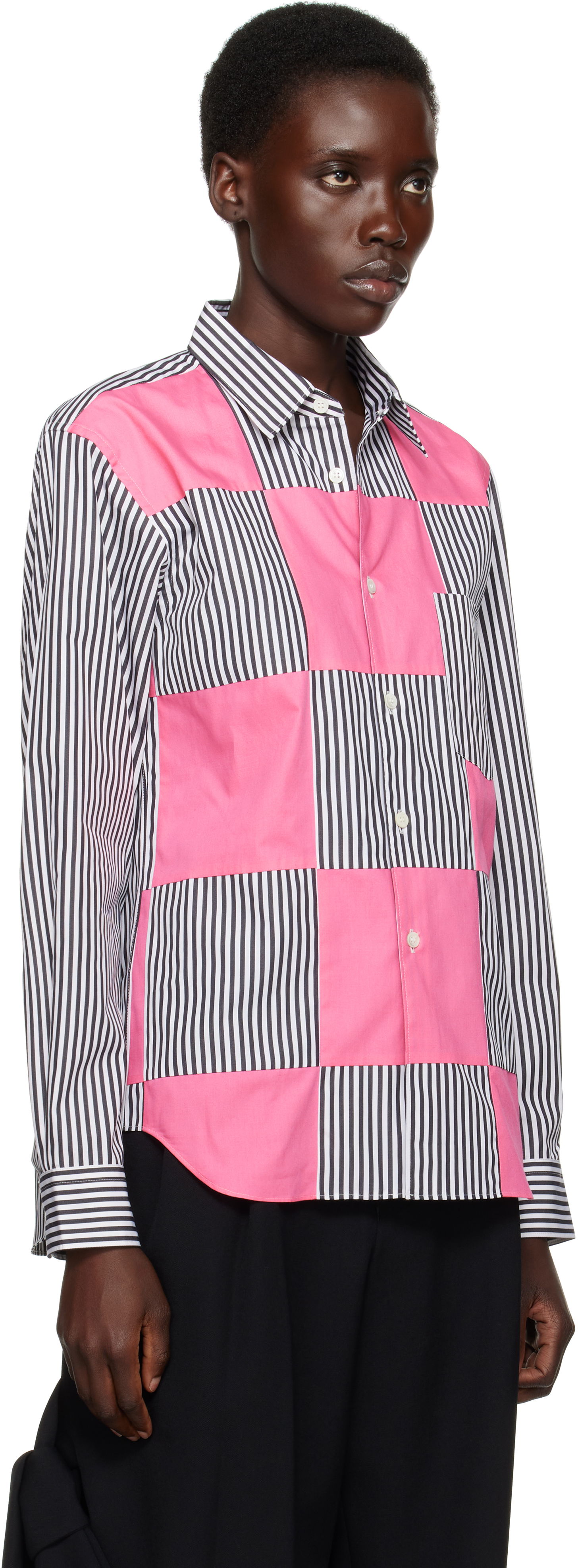 Srajce Comme des Garçons Comme des Garçons Homme Plus Broad Stripe and Solid Panel Shirt Roza | PO-B002-051, 1