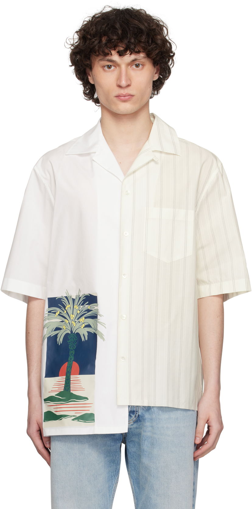 Srajce LANVIN Lanvin Printed Asymmetric Shirt Bela | RM-SI0014-6001-P25