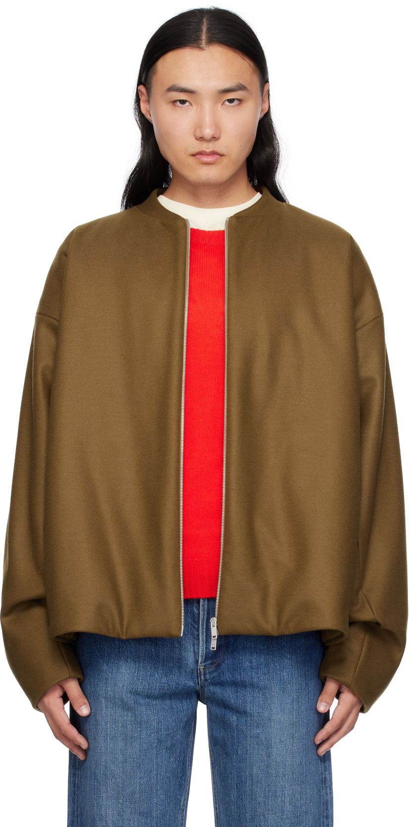 Bomber jakna Jil Sander Zip Up Bomber Jacket Rjava | J22BN0225_J40045