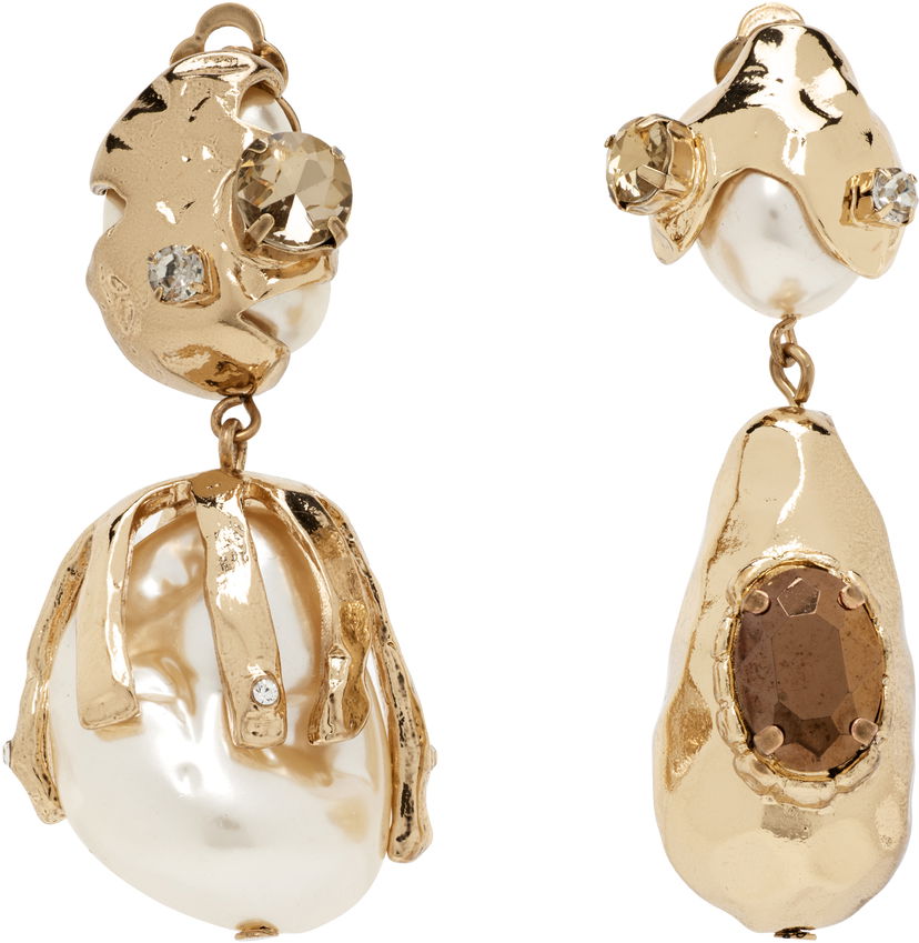 Uhani Max Mara Weekend Max Mara Bairo Gold-Tone & Faux Pearl Earrings Kovinski | 2525756114600