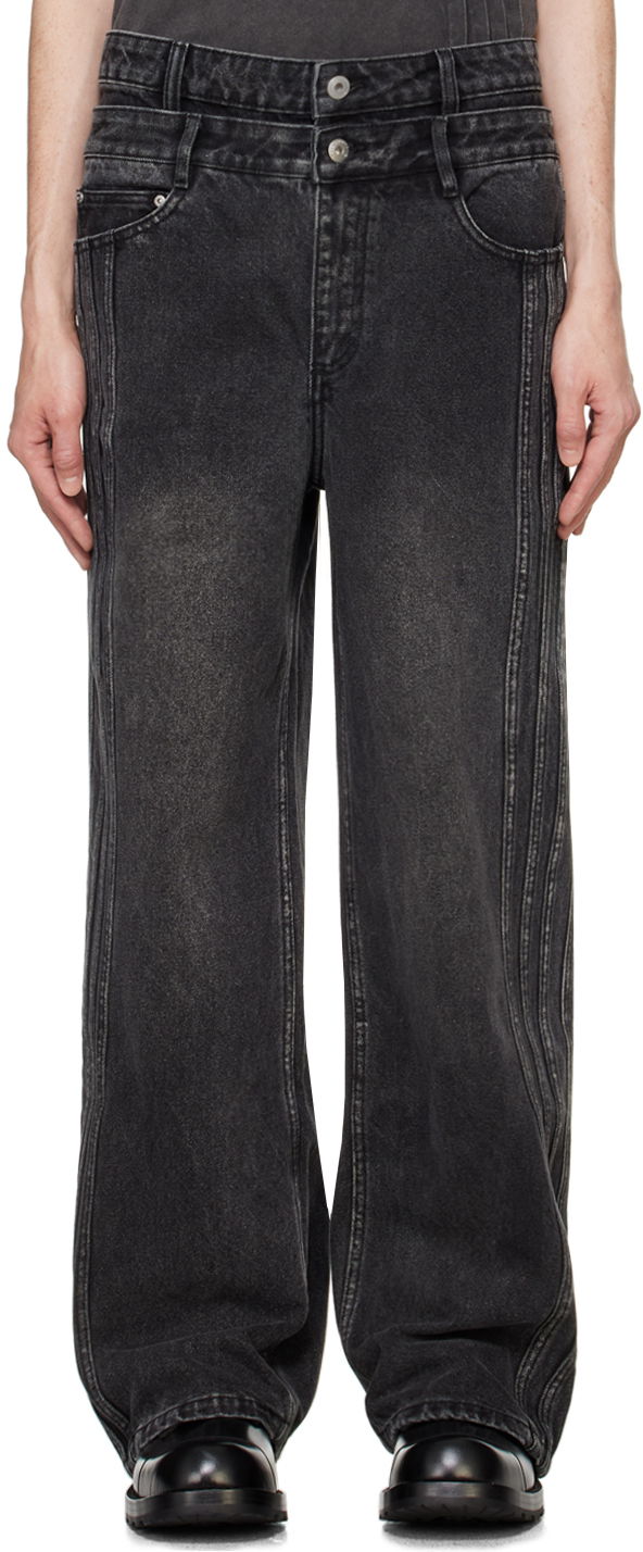 Kavbojke Feng Chen Wang Feng Chen Wang Double Waist Seaming Jeans Črna | FUF18TR10B