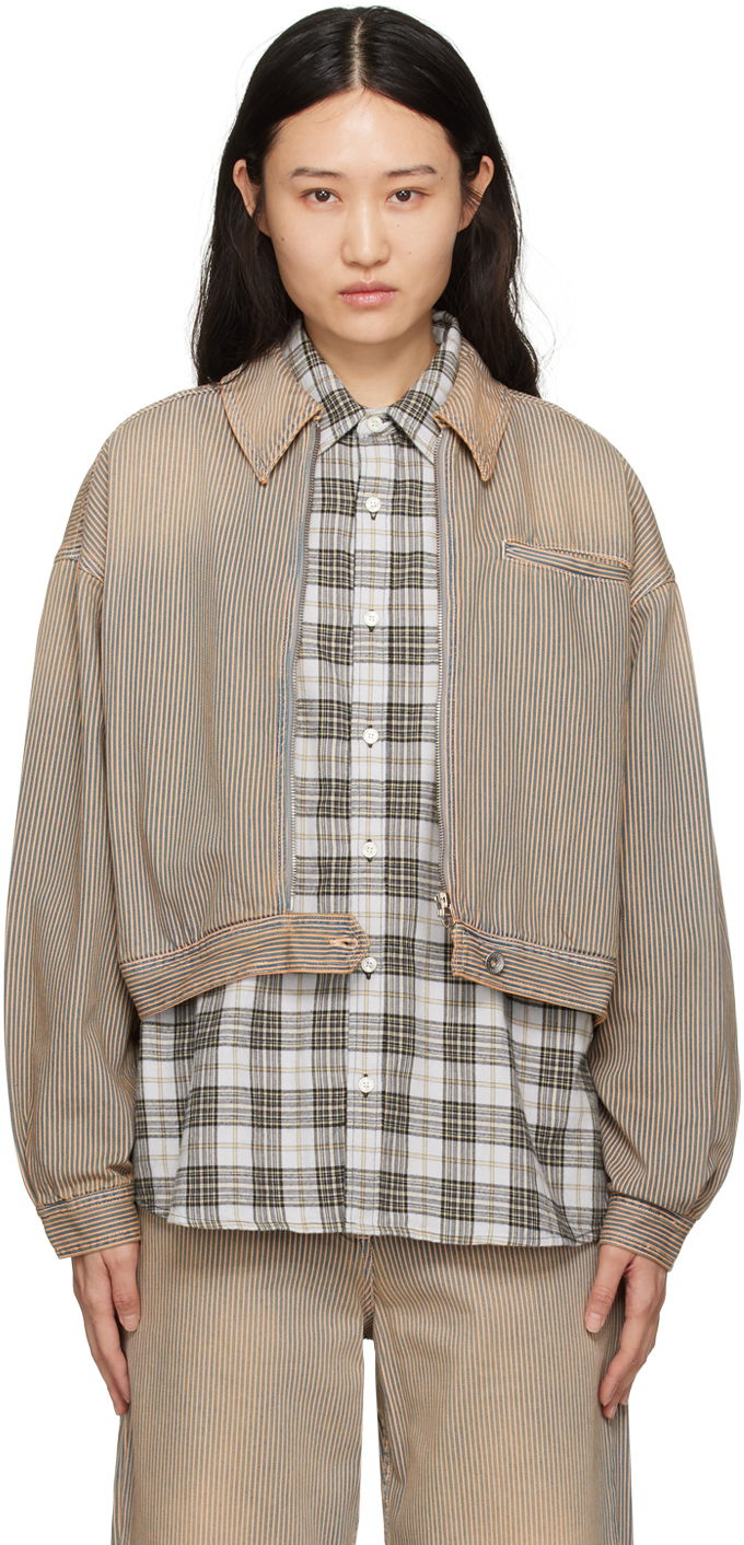 Jakna YMC Burnside Cropped Denim Jacket Bež | Q5WAH