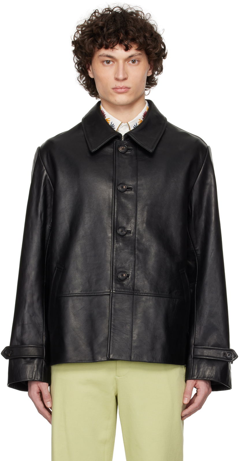 Jakna Bode Bode Cropped Continental Leather Jacket Črna | MRS25OW001