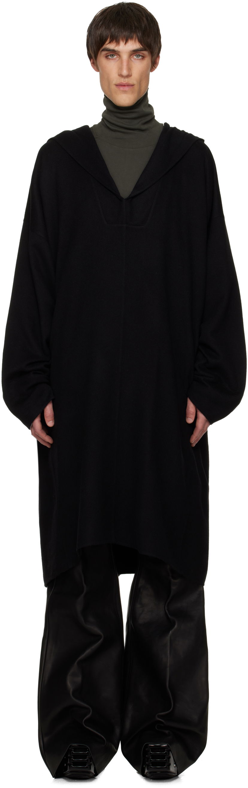 Plašči Rick Owens Rick Owens Concordians LS Knee Kaftan Coat Črna | RR02E1910 DBC