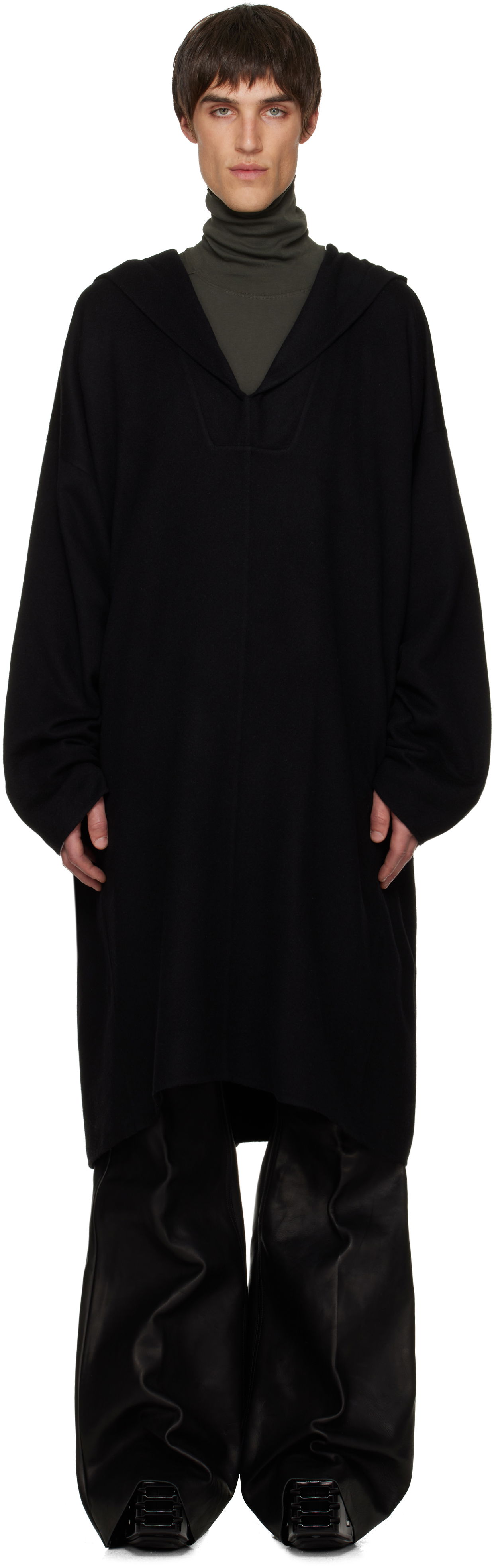 Plašči Rick Owens Rick Owens Concordians LS Knee Kaftan Coat Črna | RR02E1910 DBC, 0
