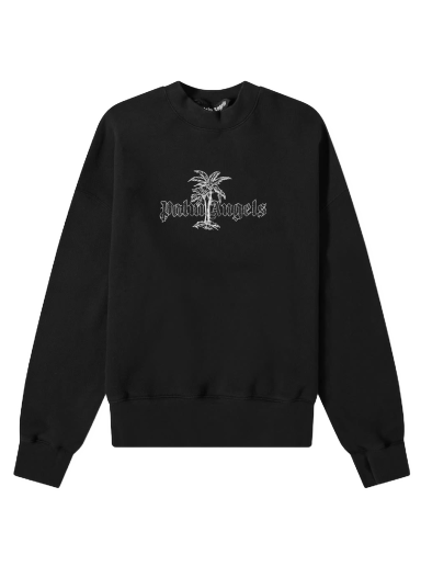 Pleteni pulover Palm Angels Sunset Palms Crewneck Črna | PMBA026S22FLE0091001