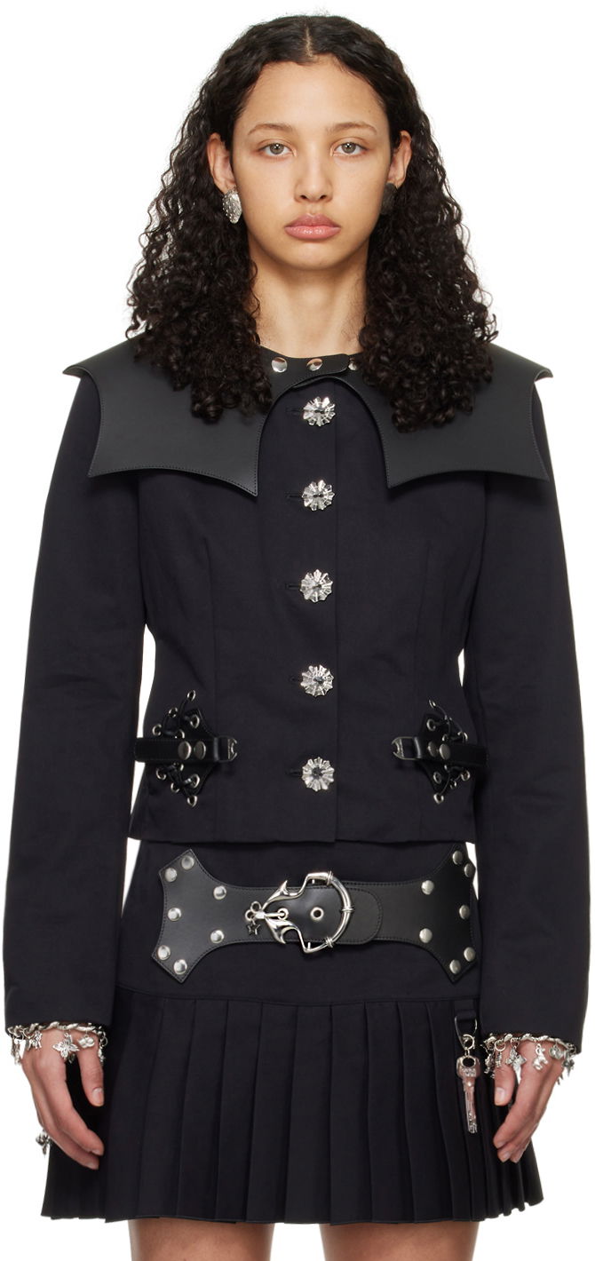 Krila Chopova Lowena Chopova Lowena Invert Jacket with Detachable Faux-Leather Collar Črna | 5181