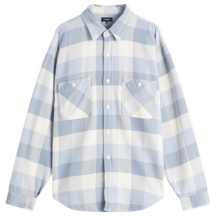 Srajce BEAMS BEAMS Flannel Plaid Shirt, Size Large Modra | 1111-1134-803-75