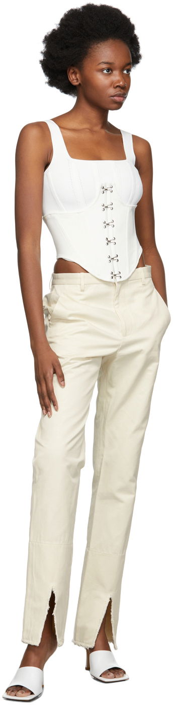 Hlače Dion Lee Split Frayed Trousers Bela | C2028R22, 3