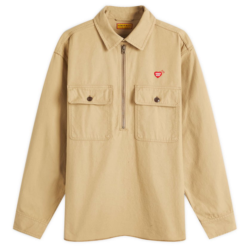 Srajce Human Made Human Made Men's Zip-Up Work Shirt, Size Large Bež | HM29SH002-BEI