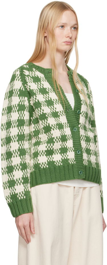 Pleteni pulover YMC YMC Atomic Check Cardigan Zelena | Q8YAC, 1