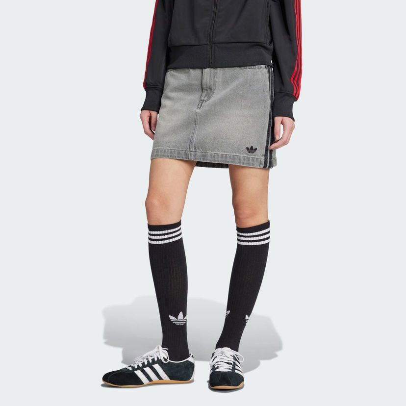 Krila adidas Performance Adicolor 3-Stripes Denim Mini Skirt Siva | JW2657