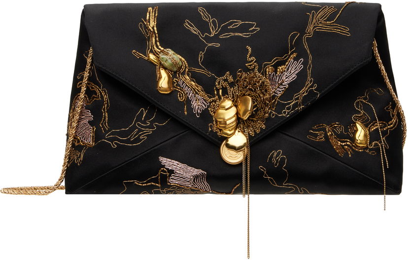 Torbica Dries Van Noten Dries Van Noten Large Embroidered Envelope Clutch Črna | 251-011513-696
