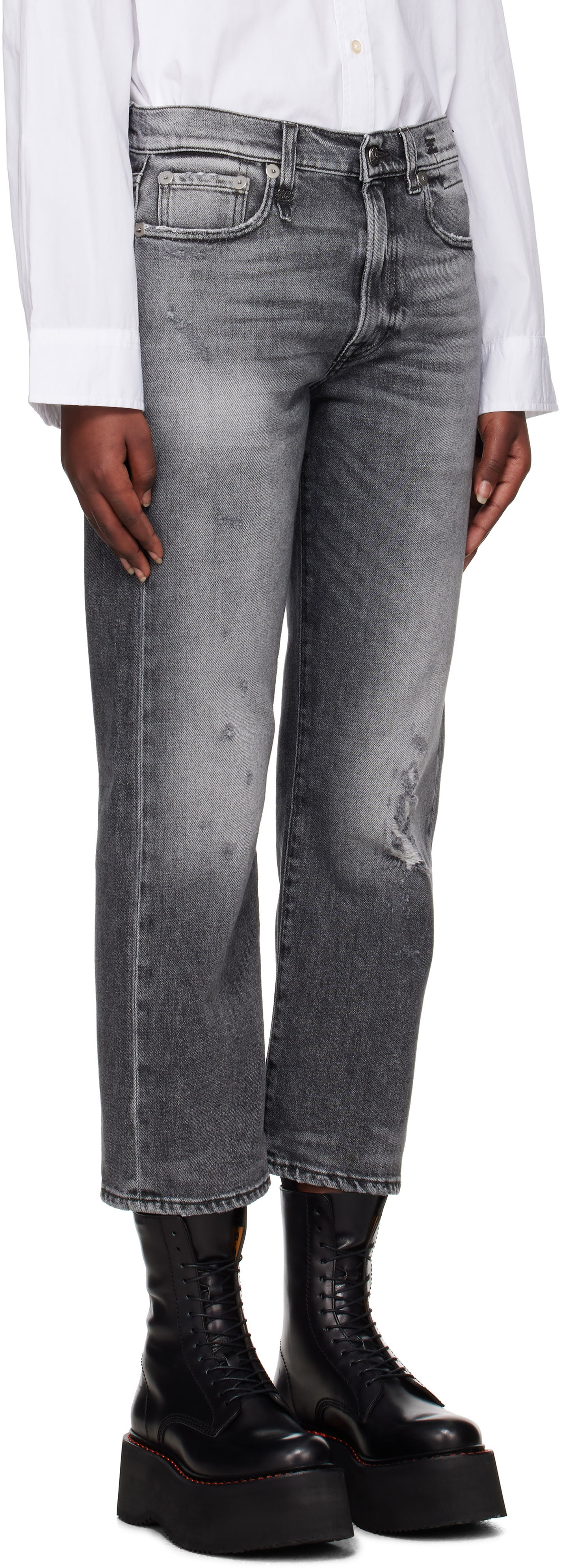 Kavbojke R13 R13 Straight-Leg Boyfriend Jeans Siva | R13W5083-D137C, 1