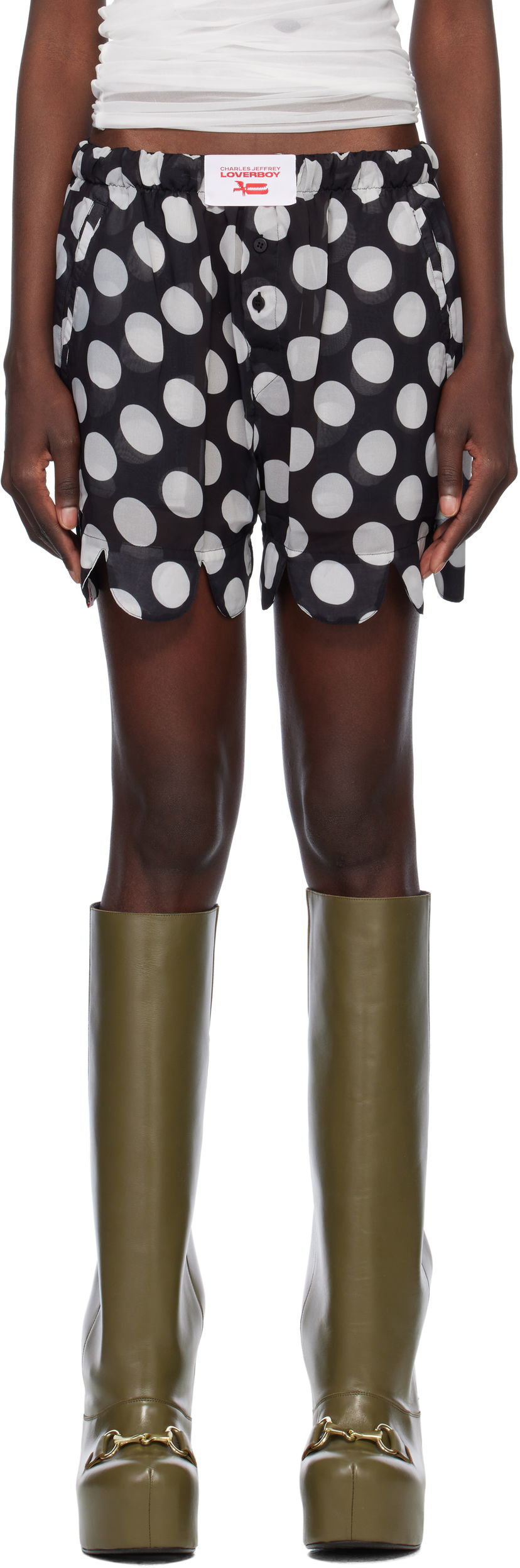 Boksarice Charles Jeffrey Loverboy Charles Jeffrey LOVERBOY Scalloped Boxer Shorts Črna | 54030401