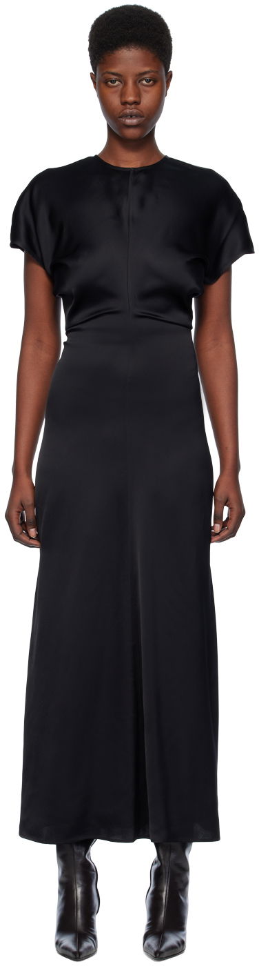 Obleke TOTEME TOTEME Slouch Waist Maxi Dress Črna | 241-WRD1103-FB0020