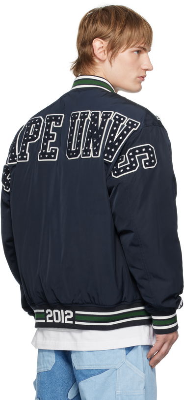Bomber jakna AAPE by A Bathing Ape AAPE By A Bathing Ape Moonface Logo Varsity Jacket Mornarica | AAPJKM7676XXNNYD, 2