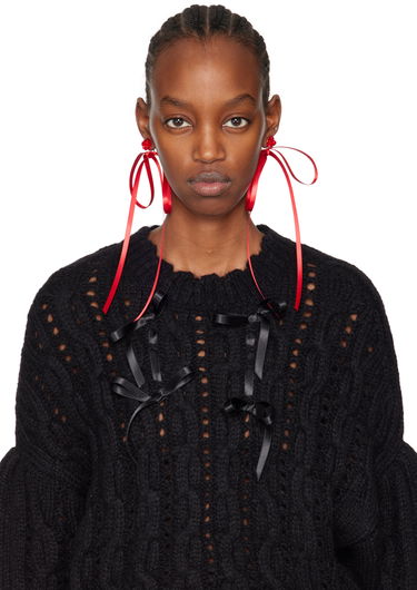 Zatiči Simone Rocha Simone Rocha Bow Ribbon Stud Earrings Rdeča | ERG389 0903, 2