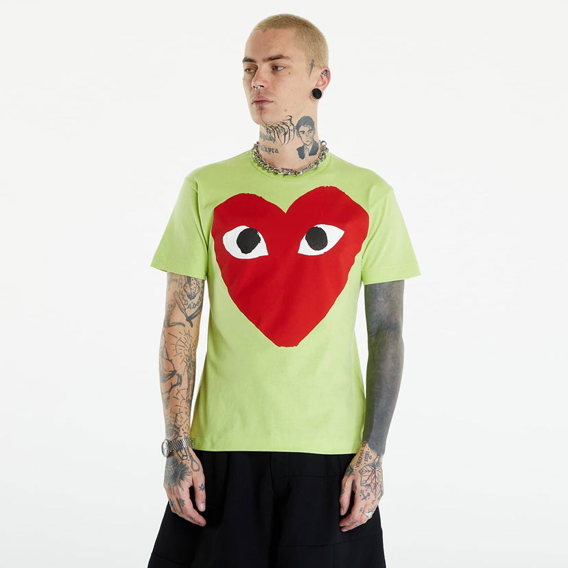 Majica Comme des Garçons PLAY Short Sleeve Logo Print T-Shirt UNISEX Green Zelena | AZT274 green