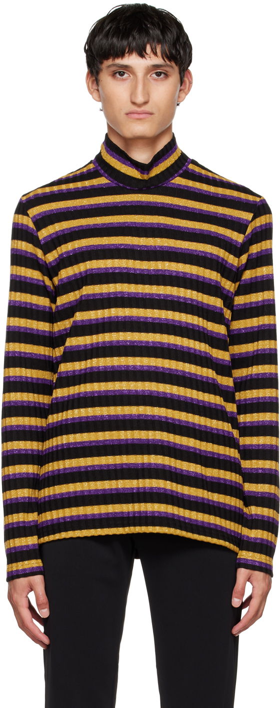 Majica Anna Sui Striped Long Sleeve T-Shirt Črna | M722G20