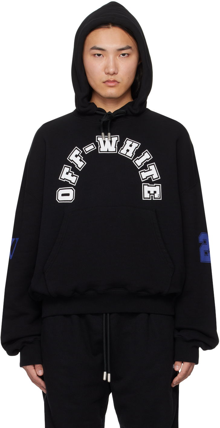 Pulover Off-White Black Printed Hoodie Črna | OMBB118S24FLE0051001