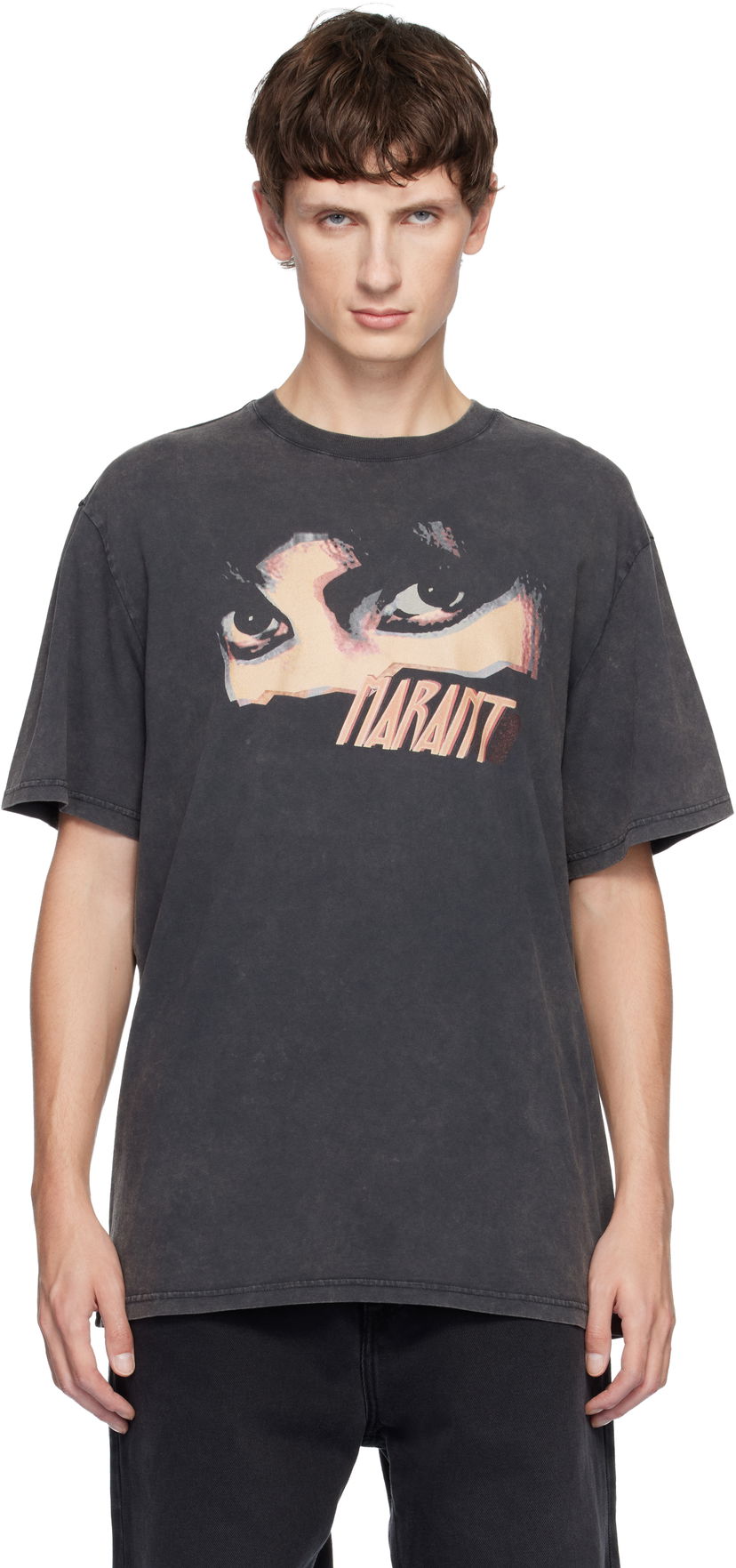 Majica ISABEL MARANT Hugo Graphic Print Crewneck T-shirt Črna | 25ATS0149HA-C3N05H