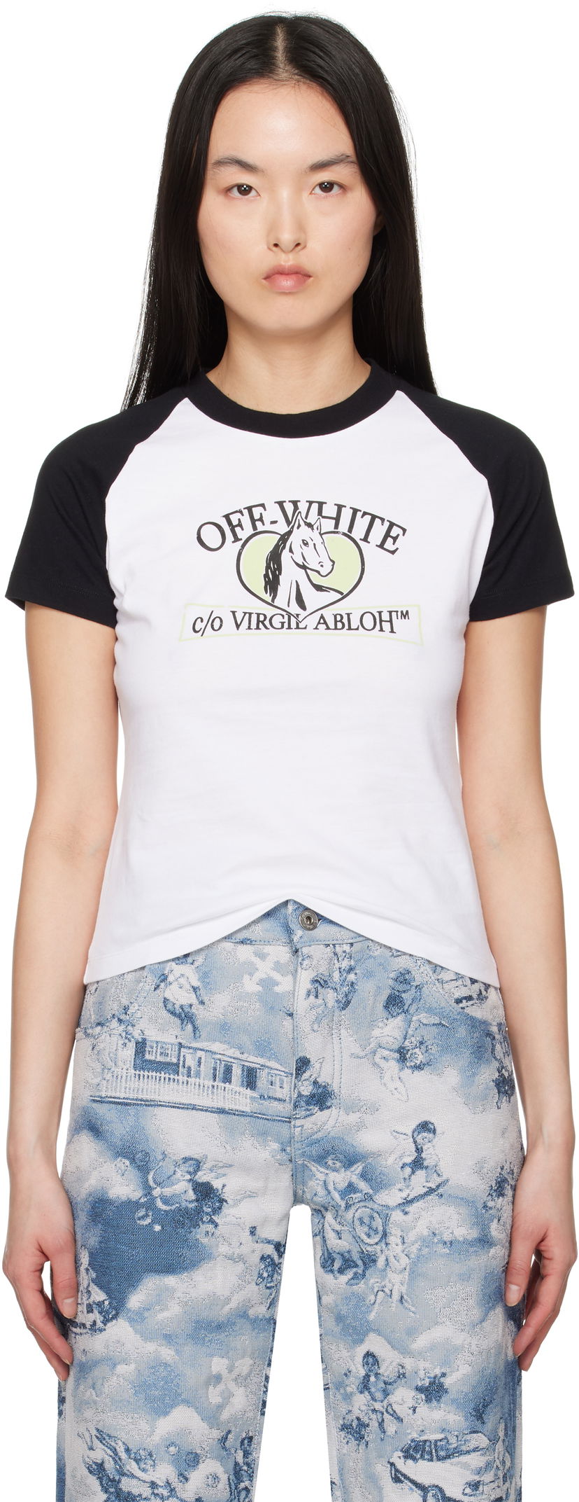Majica Off-White Off-White Horse Billboard Raglan T-Shirt Bela | OWAA137S25JER0010110