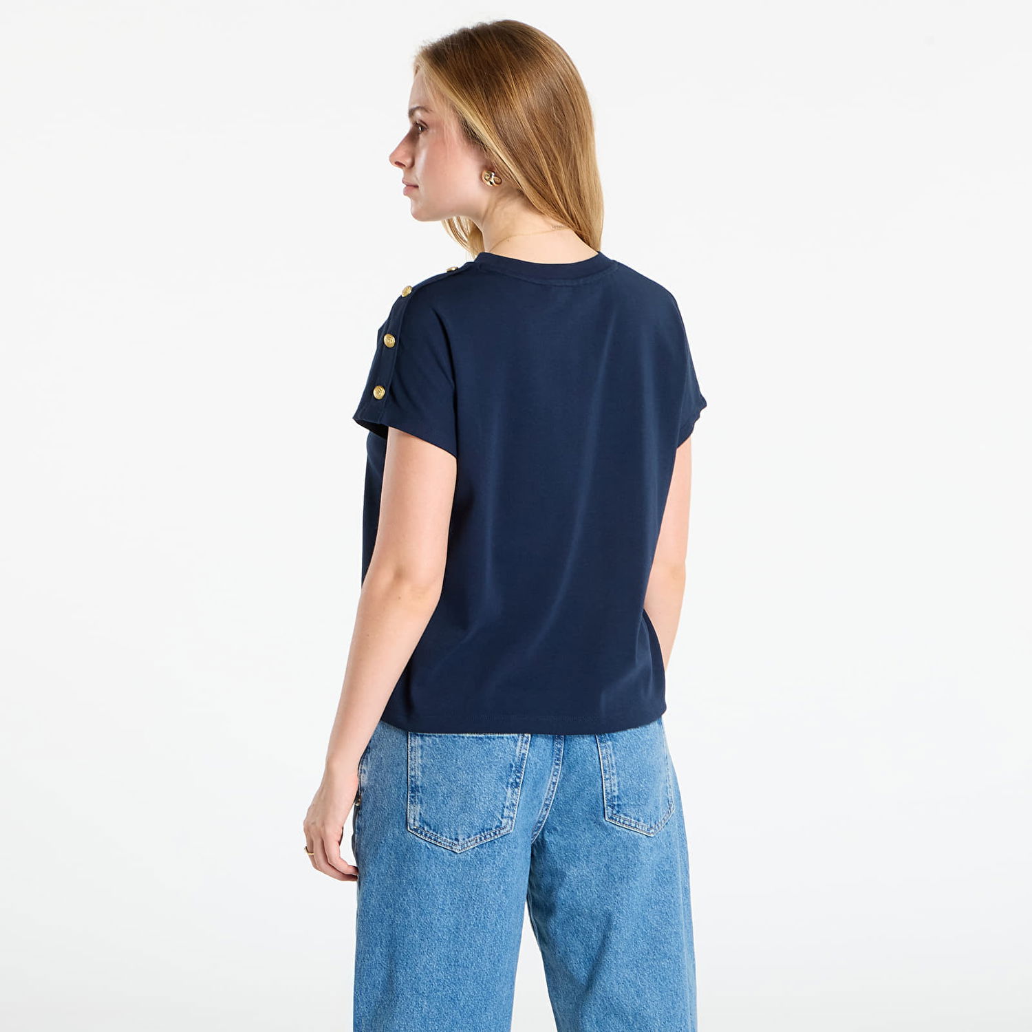 Majica Tommy Hilfiger Tommy Hilfiger Gold Button Short Sleeve T-Shirt Mornarica | WW0WW47455 C1G, 1