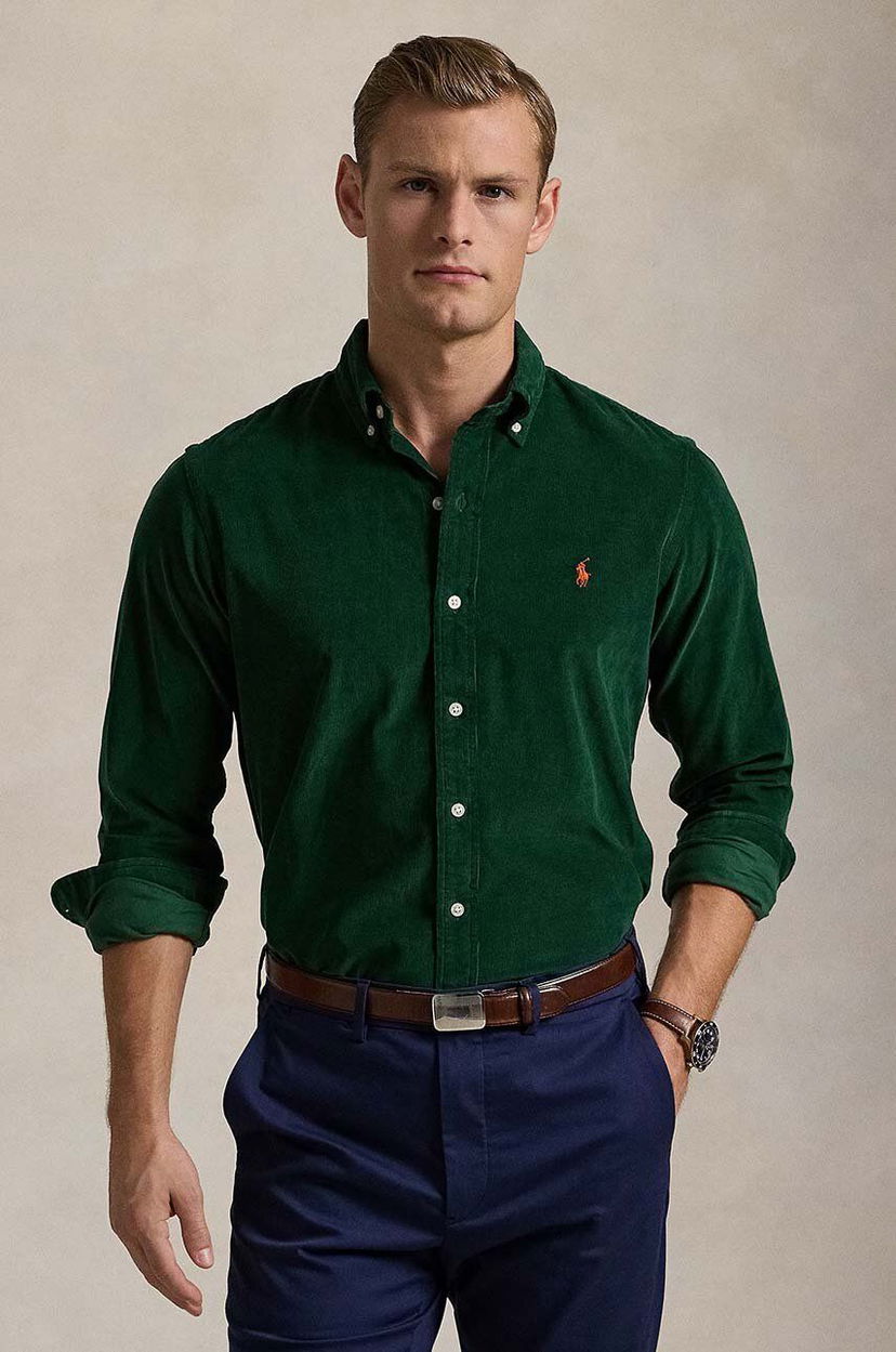 Srajce Polo by Ralph Lauren Corduroy Shirt Zelena | 710853123