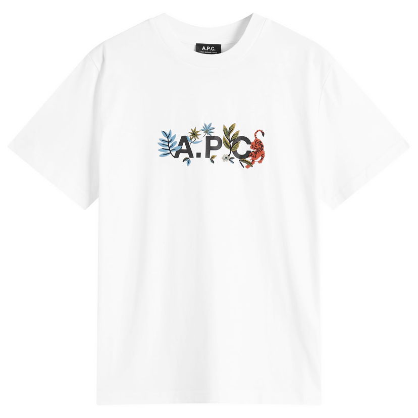 Majica A.P.C. Men's Auguste Nature Logo T-Shirt, Size Medium Bela | COBQX-M26497-AAB