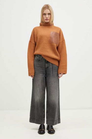 Pleteni pulover JW Anderson JW Anderson Leather Patch Pocket Turtleneck Jumper Rjava | KW1292.YN0367.619, 3