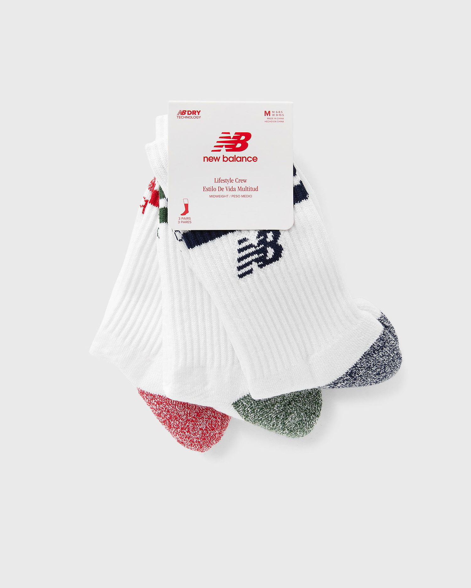 Nogavice New Balance Midweight Crew Socks 3 Pairs Bela | LAS35210-AS1, 0