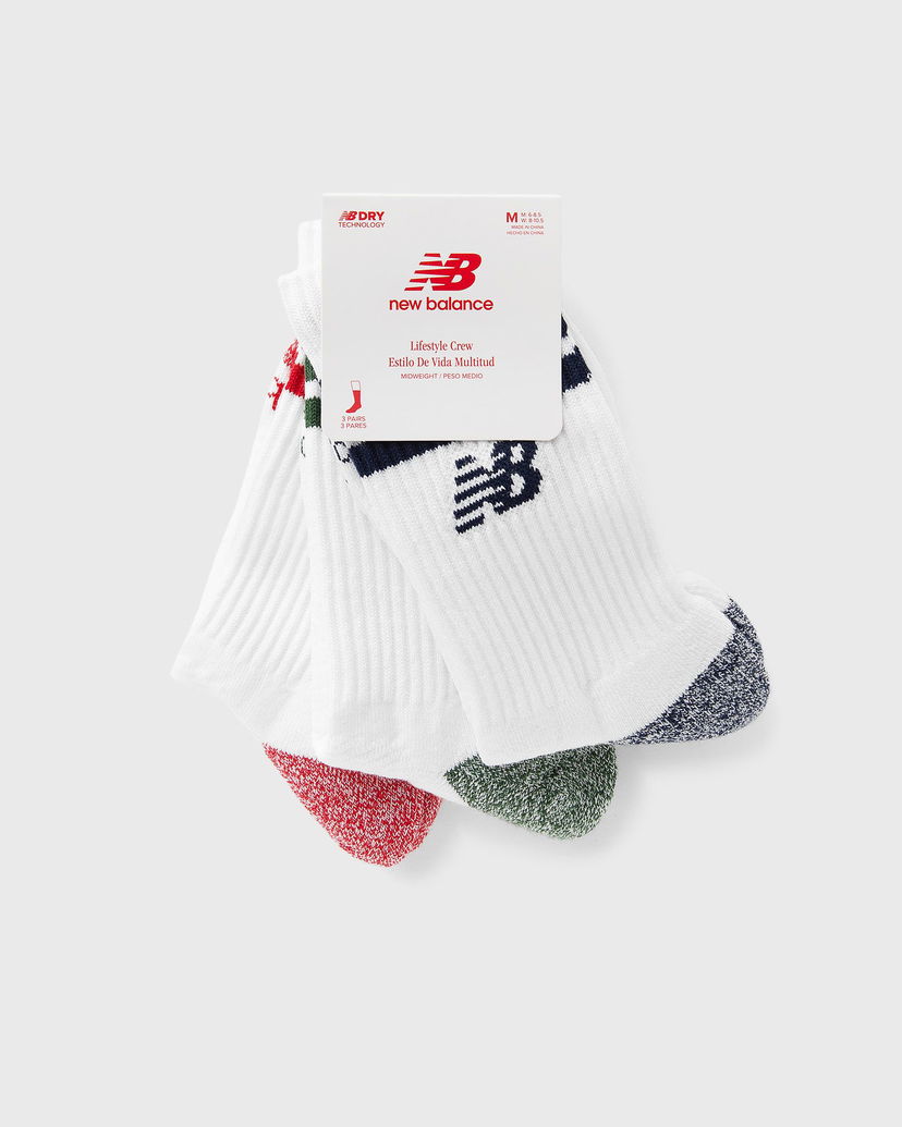 Nogavice New Balance Midweight Crew Socks 3 Pairs Bela | LAS35210-AS1