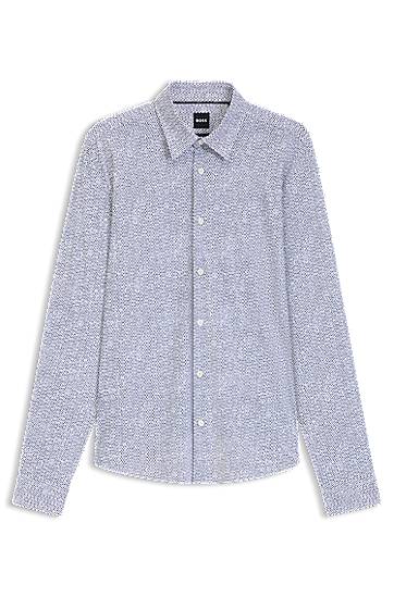 Srajce BOSS Slim-Fit Performance-Stretch Printed Shirt Modra | 50545269
