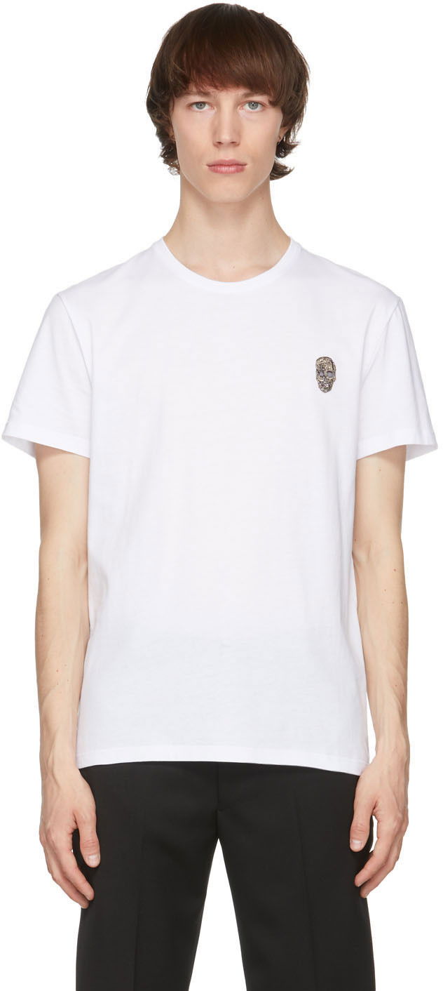 Majica Alexander McQueen Alexander McQueen Skull Badge T-Shirt Bela | 662486QRX04