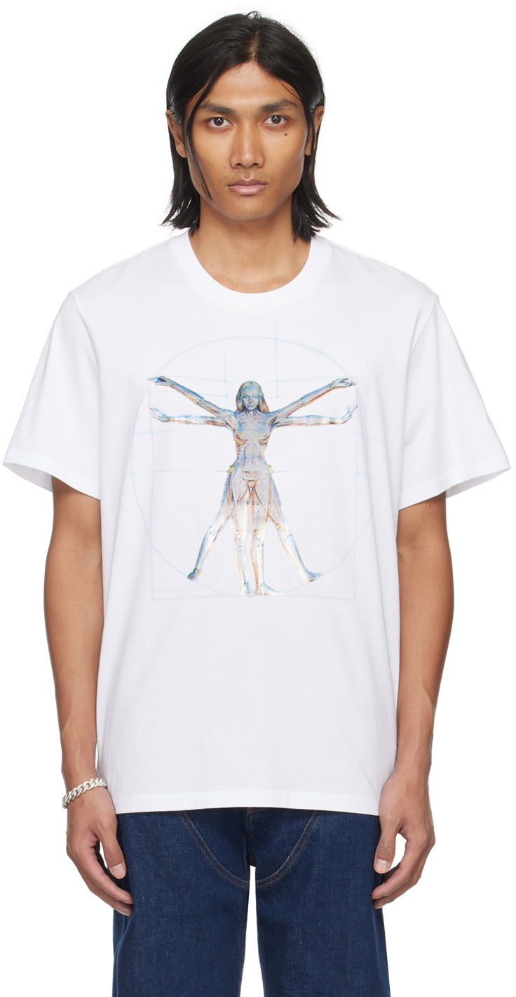 Majica Stella McCartney Vitruvian Woman Graphic T-Shirt Bela | 6J01583SPY84