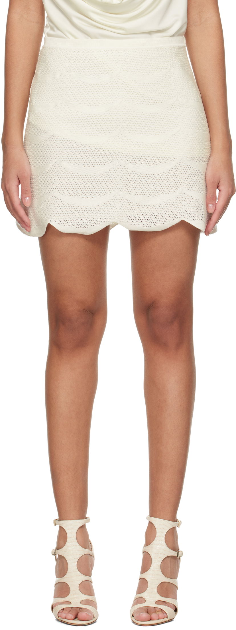 Krila Tom Ford Tom Ford Crescent Silk Cotton Mesh Miniskirt Bela | GCK215-YAX844