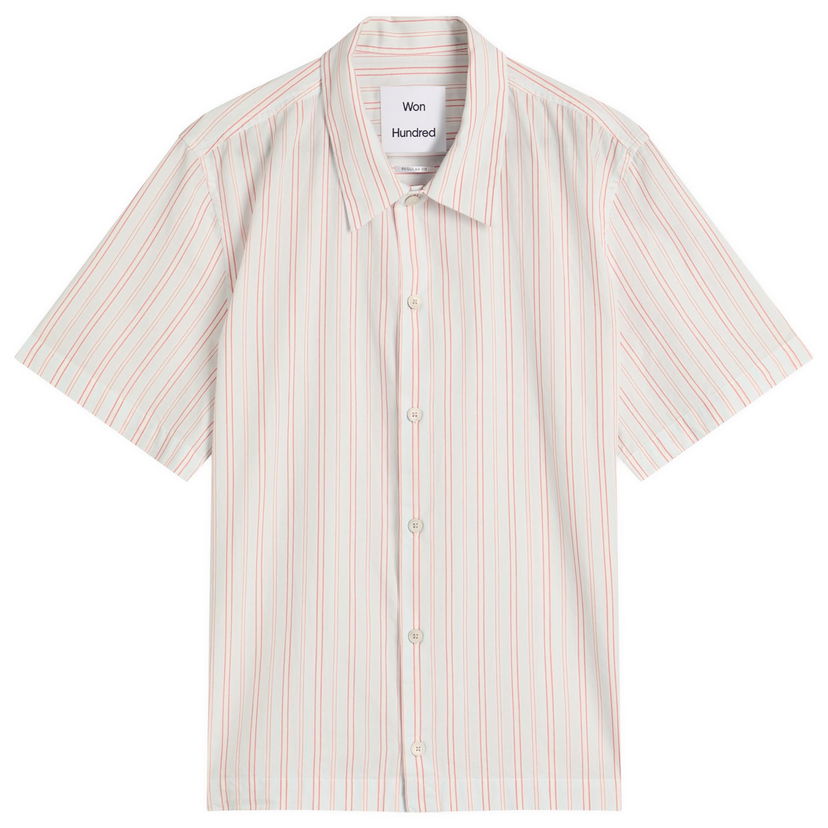 Srajce Won Hundred Kirk Stripe Short Sleeve Shirt, Size Small Bela | 3711-14286