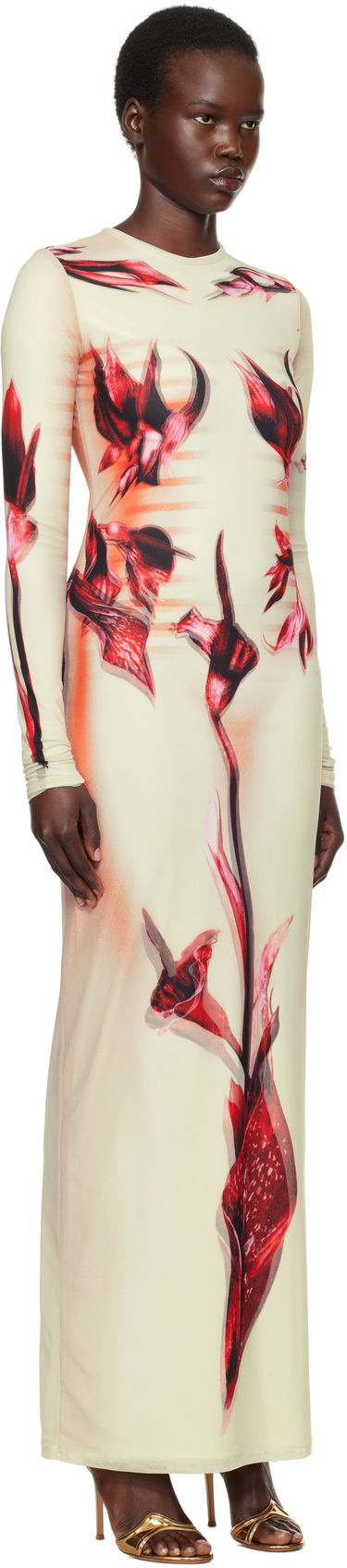 Obleke Jean Paul Gaultier Jean Paul Gaultier 'The Flower Body Morphing Marinière' Maxi Dress Bež | 25/33-F-RO371-T581-422030, 1