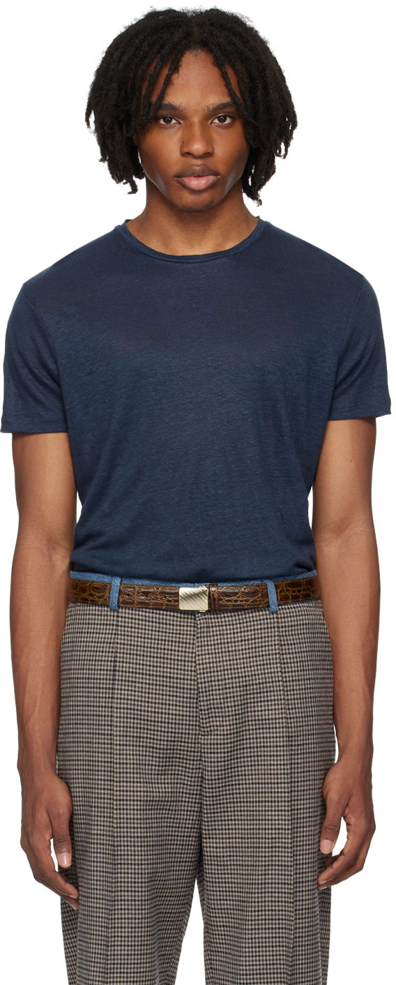 Majica Orlebar Brown Short Sleeve Linen T-Shirt Modra | 265745