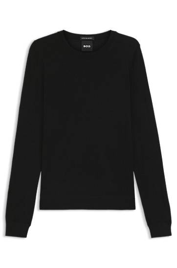 Pleteni pulover BOSS BOSS Superfine Merino Wool Crew-Neck Sweater Črna | 50544987