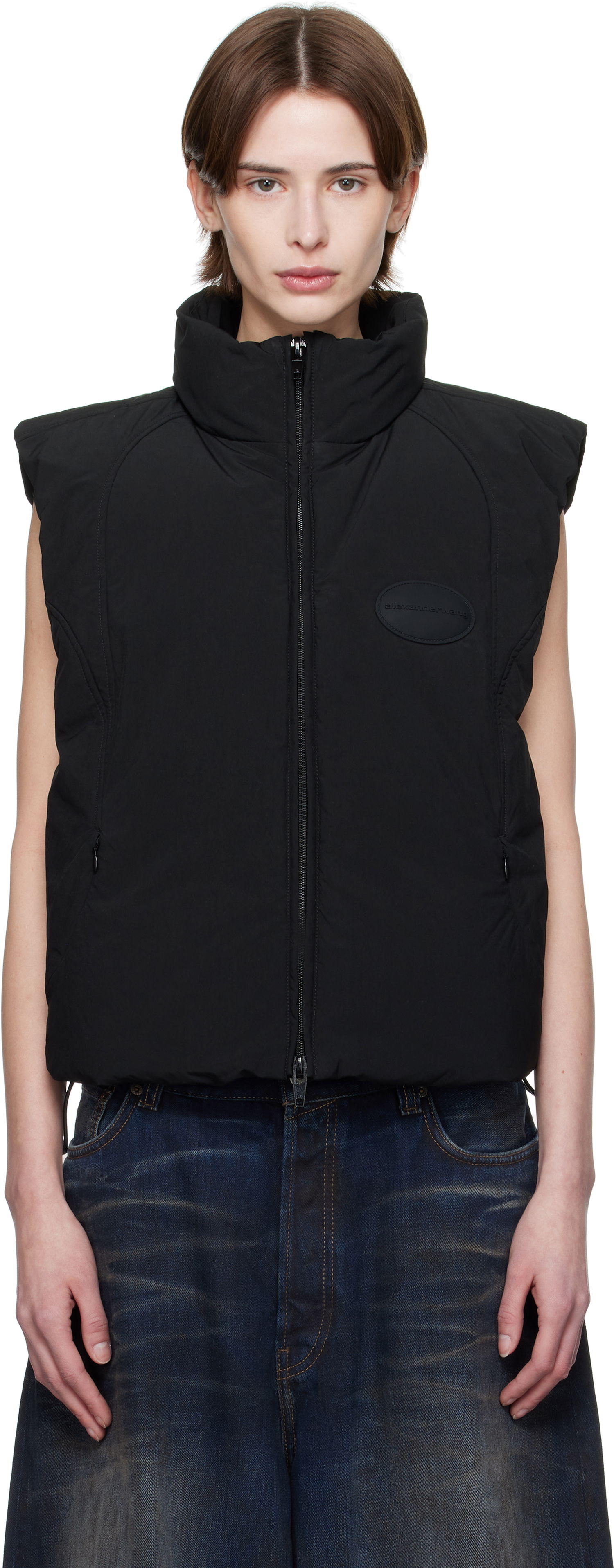 Telovnik Alexander Wang Alexander Wang Logo Patch Down Vest Črna | 1WC1252626, 0