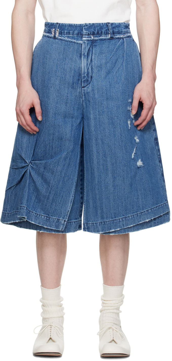 Kratke hlače ADER ERROR Distressed Denim Shorts Modra | BN01SSJE0201BL