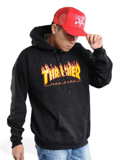 Pulover Thrasher Flame Logo Hoody Črna | 017222