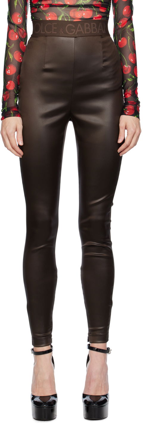 Pajkice Dolce & Gabbana Brown Zip Leggings Rjava | FTCNAT FURMV