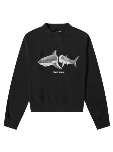 Pulover Palm Angels Shark Crew Sweat Črna | PMBA026C99FLE0041009