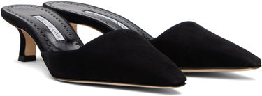 Nakit Manolo Blahnik Manolo Blahnik Moiramu Suede Heeled Mules Črna | 225-1957, 3