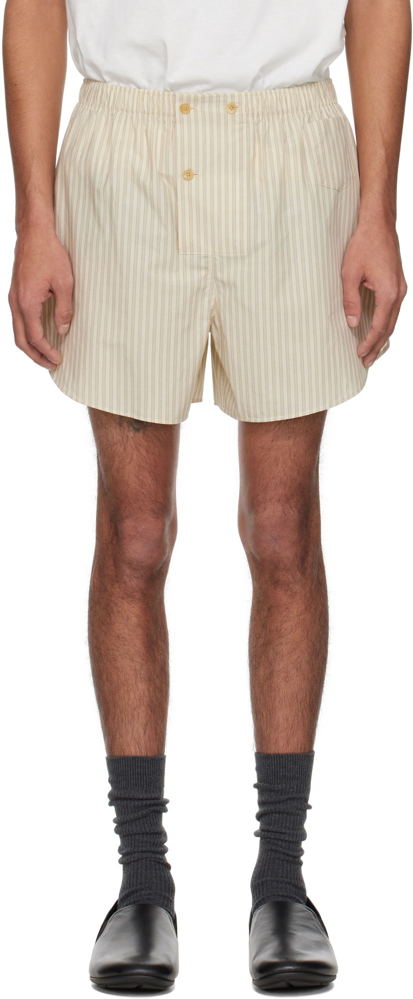 Boksarice The Row The Row Nicasio Striped Shorts Bež | 892-W3585