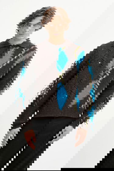 Pleteni pulover Andersson Bell Andersson Bell Argyle Fisherman Polo Sweater Rjava | atb1346m, 0