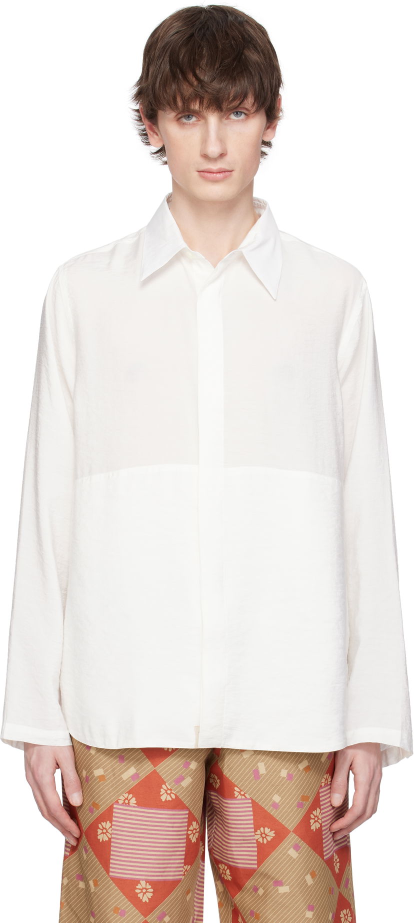 Srajce Ranra RANRA Maker Gauze Modal Poly Classic Shirt Bela | AMSS25LS01550